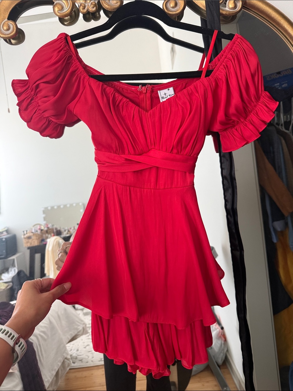 Angel Biba Red Ruffled Mini Dress